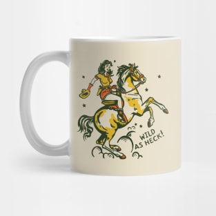 "Wild As Heck" Cute Retro Cowgirl Art Mug